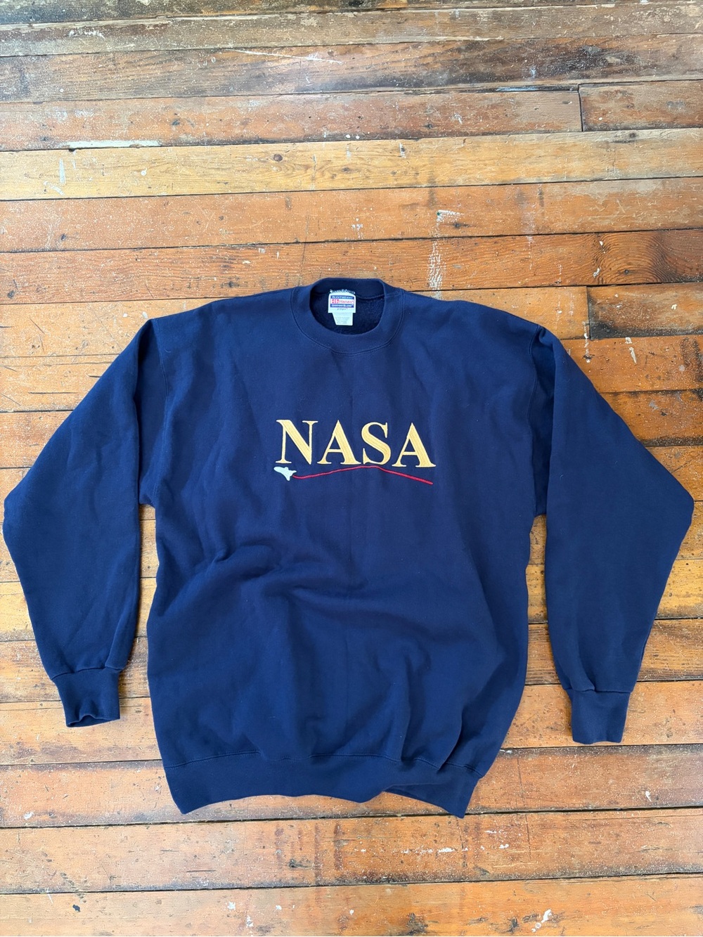 Vintage 90s NASA space rocket Hanes Heavyweight navy crewneck pullover Size L